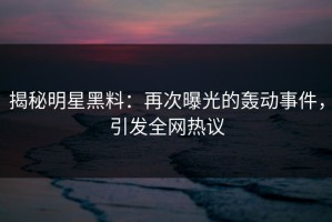 揭秘明星黑料：再次曝光的轰动事件，引发全网热议
