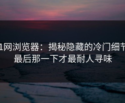 91网浏览器：揭秘隐藏的冷门细节，最后那一下才最耐人寻味