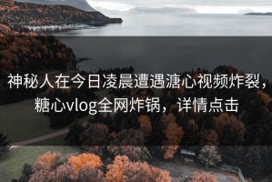 神秘人在今日凌晨遭遇溏心视频炸裂，糖心vlog全网炸锅，详情点击
