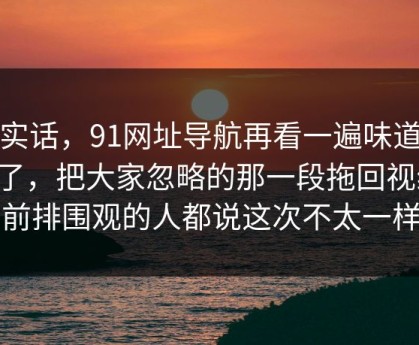说实话，91网址导航再看一遍味道全变了，把大家忽略的那一段拖回视线，前排围观的人都说这次不太一样