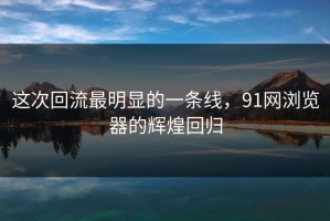 这次回流最明显的一条线，91网浏览器的辉煌回归