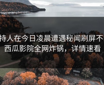 主持人在今日凌晨遭遇秘闻刷屏不断，西瓜影院全网炸锅，详情速看