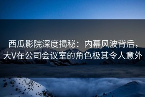 西瓜影院深度揭秘：内幕风波背后，大V在公司会议室的角色极其令人意外