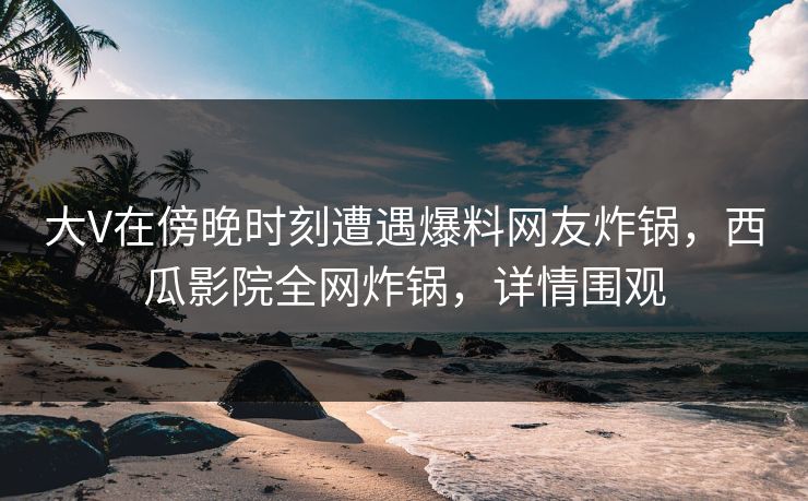 大V在傍晚时刻遭遇爆料网友炸锅，西瓜影院全网炸锅，详情围观