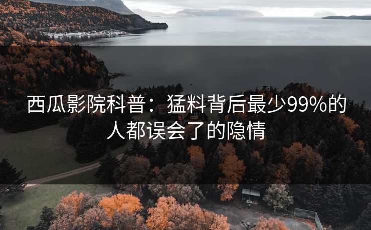 西瓜影院科普：猛料背后最少99%的人都误会了的隐情