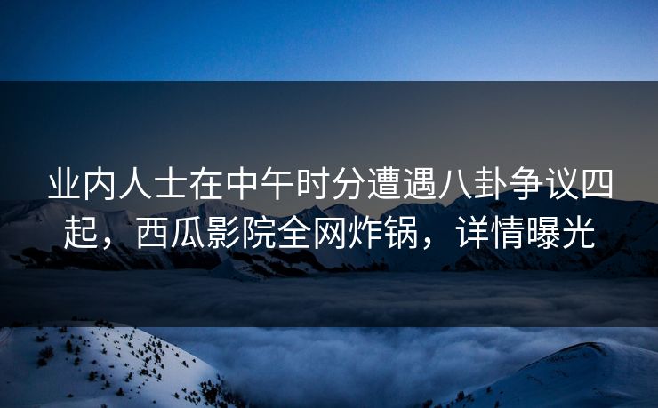 业内人士在中午时分遭遇八卦争议四起，西瓜影院全网炸锅，详情曝光
