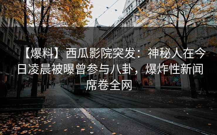 【爆料】西瓜影院突发：神秘人在今日凌晨被曝曾参与八卦，爆炸性新闻席卷全网